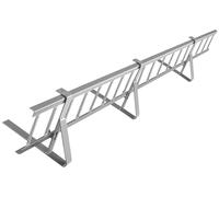 Kit complet de pare-neige 1,5 m, avec 3 supports pour toitures plates (tôle trapézoïdale, feutre bitumé, bardeaux, tôle plane) - Hauteur: 15 cm - RAL 9006 Argent