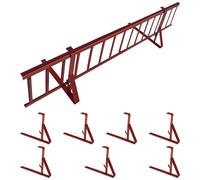Kit complet de pare-neige 3,0 m, avec 7 supports pour toitures plates (tôle trapézoïdale, feutre bitumé, bardeaux, tôle plane) - Hauteur: 15 cm - RAL 3011 Rouge