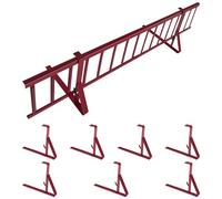 Kit complet de pare-neige 3,0 m, avec 7 supports pour toitures plates (tôle trapézoïdale, feutre bitumé, bardeaux, tôle plane) - Hauteur: 15 cm - RAL 3004 Cerise