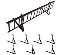 Kit Complet de Pare-Neige 3,0 m, avec 7 Supports pour toitures Plates (tôle trapézoïdale, Feutre bitumé, bardeaux, tôle Plane) - Hauteur: 15 cm - RAL 8017 Marron