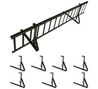 Kit Complet de Pare-Neige 3,0 m, avec 7 Supports pour toitures Plates (tôle trapézoïdale, Feutre bitumé, bardeaux, tôle Plane) - Hauteur: 15 cm - RAL 6020 Vert Foncé