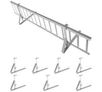 Kit complet de pare-neige 3,0 m, avec 7 supports pour toitures plates (tôle trapézoïdale, feutre bitumé, bardeaux, tôle plane) - Hauteur: 20 cm - RAL 9006 Argent