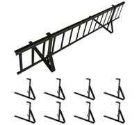 Kit Complet de Pare-Neige 3,0 m, avec 8 Supports pour toitures Plates (tôle trapézoïdale, Feutre bitumé, bardeaux, tôle Plane) - Hauteur: 15 cm - RAL 6020 Vert Foncé