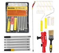 KIT COMPLET DE PEINTURE 11 PIÈCES, ROULEAUX DE PEINTURE AVEC PERCHE D'EXTENSION 1,9 M, PINCEAU MULTI-ANGLES, BAC À PEINTURE POUR MURS, BORDS ET PLAFONDS