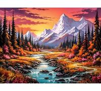 Kit Complet De Peinture Diamant 5D À Faire Soi-Même : Paysage De Montagne Enneigée Et De Ruisseaux En Automne, Mosaïque De Diamants, Peinture Décorative 30 * 40CM