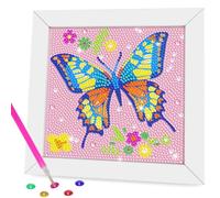Kit complet de peinture diamant papillon,peinture diamant 5D avec cadre,Art créatif à faire soi-même pour enfants et adultes débutants,cadeau parfait pour la décoration murale de la chambre(18 x18 cm)