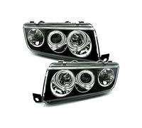 Kit complet de phares VP524 CCFL côté conducteur et passager - Kit complet de phares avant Angel Eyes Halos anneaux noirs - Compatible avec Skoda Fabia 1999-2007