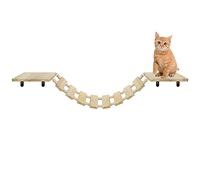 Kit Complet de Pont Suspendu pour Chats - Grand Mur d'Escalade avec Supports Muraux pour Grands Chats - Salon Mural en Bois Massif et Cordes Solides