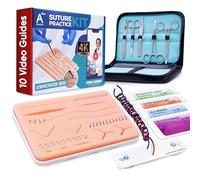 Kit complet de pratique de suture avec cours vidéo en anglais, manuel et trousse de transport pour étudiants médecine, vétérinaires et infirmières - À usage éducatif uniquement