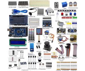 Kit complet de projet électronique STEM pour Arduino pour MEGA2560 - Kit d'apprentissage pratique avec plus de 100 composants LCD1602 - Capteurs de moteur pas à pas pour étudiants, enseignants