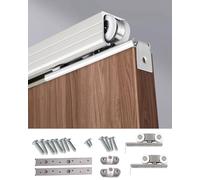 Kit complet de quincaillerie pour porte de poche, système de rail de porte coulissante avec rouleaux, butées, vis, facile à installer pour portes intérieures de chambre à coucher, salle de bain de 61