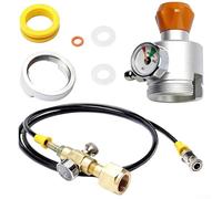 Kit complet de raccord rapide ASA pour bouteille d'eau gazeuse - Adaptateur CO2 avec jauge de couleur, tuyau d'aération et valve de purge - Kit de connecteur de réservoir CGA320 (D)