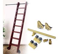 Kit complet de rail coulissant doré pour échelle mobile de 1 à 7,3 m (échelle non incluse), idéal pour les combles et les bureaux (échelle non incluse). Rail coulissant de 200 cm (échelle no