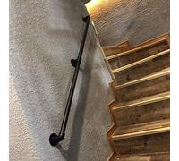Kit complet de rail industriel en fer forgé noir mat pour la transition des escaliers, durable, solution élégante pour la maison et le bureau
