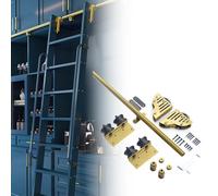 Kit complet de rails d'échelle de bibliothèque mobile pour porte de grange coulissante pour loft, bureau, système de rouleaux coulissants de 1 à 7,3 m, rail doré (sans échelle) (kit de rails de 600 cm