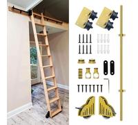 Kit complet de rails pour échelle mobile de bibliothèque, 1 à 7,3 m, tube rond en acier, pour porte de grange coulissante, pour entrepôt, loft, maison, intérieur ou librairie(400cm Kit de piste)