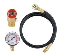 Kit complet de réparation de réservoir d'air avec manomètre de 0 200 psi, collecteur en laiton avec valve marche/arrêt, tuyau en PVC et soupape de décharge pour régulation du flux d'air