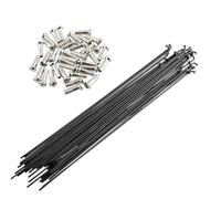 Kit complet de réparation de roues en acier inoxydable noir haute résistance pour rayons et tétons de vélo - Ensemble de rayons 14 G pour vélos de montagne/de route de 26" et 27,5" (265 mm)