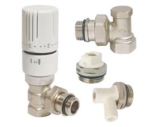 Kit complet de robinet de radiateur thermostatique équerre blanc 1/2" Somatherm