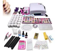 Kit complet de salon de manucure - Kit de démarrage en gel UV - Couteau d'art avec cutter - Coupe-ongles avec lampe UV