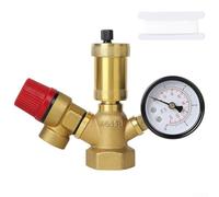 Kit complet de soupape de sécurité en laiton Manomètre à ventilation rapide purgeur d'air pour circuits de radiateur fermés 15,5 cm