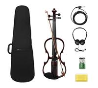 Kit complet de violon électrique professionnel rouge foncé pour débutants et interprètes (E)