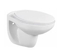 Kit complet de WC suspendu sans bord - Abattant Soft Close à abaissement automatique en céramique - Cuvette murale pour élément de paroi avant - Réservoir de chasse encastré