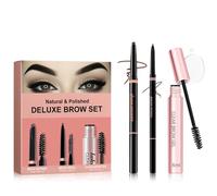 Kit complet Deluxe Brow Set pour des sourcils naturels à sauvages bien définis, avec un crayon pour un tracé précis, un crayon pour un remplissage homogène et un gel transparent pour