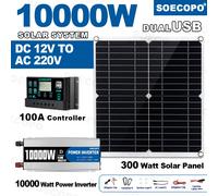 Kit complet d'énergie solaire 10000W, onduleur 12V à 220V, contrôleur 100a, système de panneaux 300W pour maison/RV/Camping, générateur de maison complète only Inverter 220V