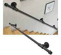 Kit Complet D'Escaliers Modernes, Kit de Soutien de Balustrade, Supports de Balustrade En Fer Forgé En Métal Noir Balustrade Murale Rail de Pied Safty Support 200Kg/2Ft/60Cm