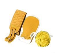 Kit complet d'exfoliation 3 pièces comprenant brosse de douche, gant et brosse de massage (jaune)