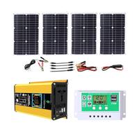 Kit Complet d'onduleur Solaire 6000W avec Panneau 100W et contrôleur 50A | Équipé d'un écran LCD intelligent et de deux ports de chargement USB(Yellow,12V-220V)