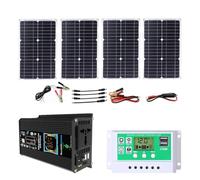 Kit Complet d'onduleur Solaire 6000W avec Panneau 100W et contrôleur 50A | Équipé d'un écran LCD intelligent et de deux ports de chargement USB(Black,12V-220V)