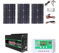 Kit complet d'onduleur solaire de 4000 W pour camping-car comprenant un contrôleur de 50 A et un panneau solaire de 75 W pour la production d'énergie domestique et extérieure