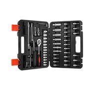 Kit complet d'outils de mécanicien 53 pièces - Taille métrique avec étui pour réparation automobile et projets d'artisanat - Clé à cliquet à couple de précision