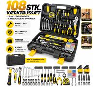 Kit complet d'outils de réparation pour la maison, 108 pièces, ensemble d'outils manuels multifonctionnels avec boîte de rangement pour projets de bricolage et entretien automobile