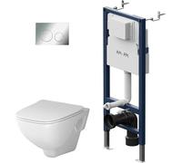 Kit complet - Élément mural avec plaque de déclenchement II90151 + WC suspendu X-Joy CXA1700SC FlashClean + abattant WC avec système d'abaissement automatique Soft-Close, AM.PM Prime Fit