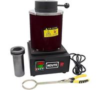 Kit Complet Fusion Métaux : Four Électrique 1500W + Creuset Fonderie 1-3KG - Creuset Fonderie avec Poignée Isotherme, Température Réglable 1150°C, pour Or/Argent/Cuivre