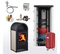 Kit complet Poêle à eau Marbella Beige + réservoir de 500 litres d'eau avec 1 échangeur de chaleur.