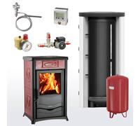 Kit complet poêle à eau Termorossella Plus EVO DSA 4.0 Bordeaux 500 réservoir de stockage