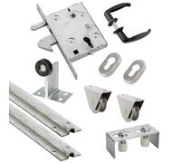 Kit complet portail coulissant roue acier gorge U en applique Ø80x20mm + rail 6m ESTEBRO