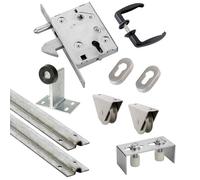 Kit complet portail coulissant roue acier gorge U en applique Ø80x20mm + rail 6m ESTEBRO