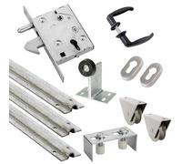 Kit complet portail coulissant roue acier gorge U en applique Ø80x20mm + rail 9m ESTEBRO
