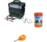 Kit Complet pour Clôture Électrique :1x Electrificateur B12 Double Alimentation 12V/220V +1x Fil 500 MT 6 Mm² + 100 pcs Isolateur pour Piquets BOIS - Clôture Électrifiée pour Animaux Chevaux Vaches