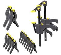 Kit Complet - Serrage pour Travaux Bois - 18 Pièces : 14 Pinces de Serrage à Ressorts (3 Tailles) + 2 Serres-Joints Ouverture