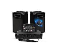 Kit Complet SONO 300W Bm Sonic BMS-DJ300 Initiation DJ Enceintes Ampli Table de Mixage Bluetooth USB, Micro, Lumières LED,Câbles