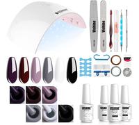 Kit Complet Vernis Semi Permanent Lampe Led 36w Séchoirs À Ongles, 6 Vernis Gels, Top Base Coat & Matte Top Coat, Complet Manucure Outils Nail Art Kit Débutants #026