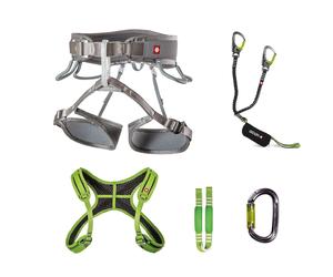 Kit complet via ferrata Ocun Via Ferrata Twist + Chest ensemble gris argent/vert XS-M