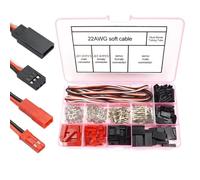 Kit de 40 Connecteurs Servo Universels Compatibles JST, SYP, Futaba Kit Câbles RC Inclut Mâle/Femelle, Crimpature des Pins, Rouge, Plastique