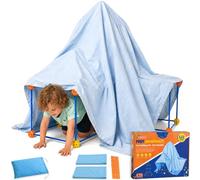 Kit Construction Cabane Enfant XL + Couvertures et Pinces, 122 Pièces avec 76 Tiges & 46 Boules, Jouet STEM Créatif, Construire Fort, Tente & Château, Sac de Rangement & E-Book Inclus
